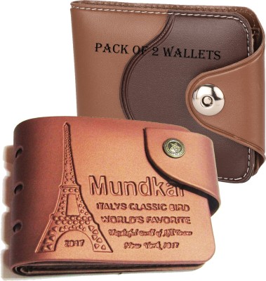 Mundkar Men Tan Artificial Leather Wallet(5 Card Slots, Pack of 2)