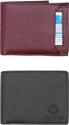 VIAZ VENTURES Men Casual, Formal, Trendy, Evening/Party, Travel Tan, Black, Black Artificial Leather Wallet(5 Card Slots, Pack of 2)