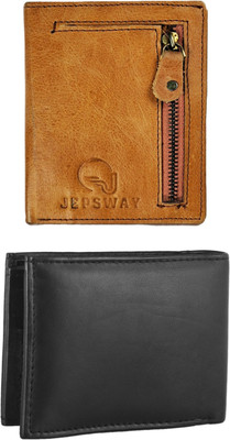 FF TRADERS Men Formal, Ethnic, Casual, Travel, Trendy Tan, Black Artificial Leather Wallet(5 Card Slots, Pack of 2)