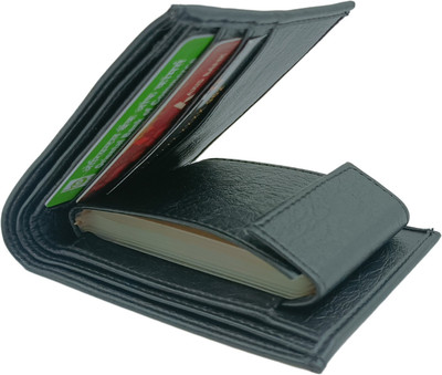 Magic Design Men Casual Black Artificial Leather Card Holder(10 Card Slots)