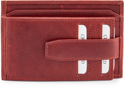 Calfnero Men Red Genuine Leather Card Holder(9 Card Slots)