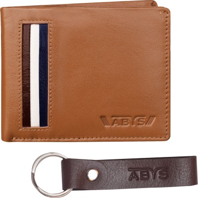 ABYS Men Casual, Ethnic, Evening/Party, Formal, Travel, Trendy Tan Genuine Leather Wallet(4 Card Slots, Pack of 2)