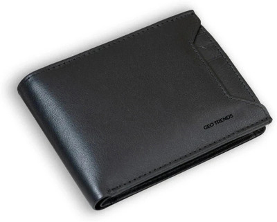 GEO TRENDS Men Casual Black Genuine Leather Wallet(7 Card Slots)