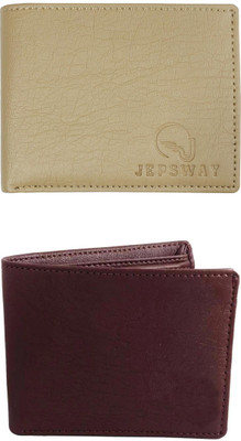 VIAZ VENTURES Men Casual, Formal, Trendy, Evening/Party, Travel Beige, Brown Artificial Leather Wallet(5 Card Slots, Pack of 2)
