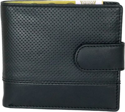 AZIZALEATHER Men Casual Black Genuine Leather Wallet(6 Card Slots)