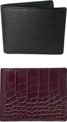 FF TRADERS Men Formal, Ethnic, Casual, Travel, Trendy Black, Brown Artificial Leather Wallet(5 Card Slots, Pack of 2)