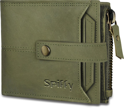SPIFFY Men Casual Green Genuine Leather Wallet(12 Card Slots)
