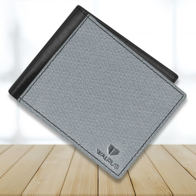 Walrus Men Casual Grey Artificial Leather Wallet(4 Card Slots)