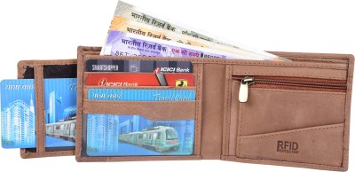 MATIN Life Men Casual Tan Genuine Leather Wallet(7 Card Slots)