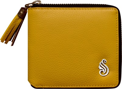 ABYS Women Trendy, Evening/Party, Travel, Ethnic Yellow Genuine Leather Wallet(9 Card Slots)