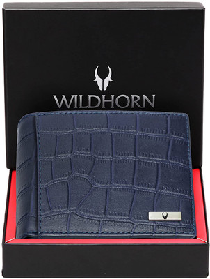 WILDHORN Men Casual, Formal, Travel Blue Genuine Leather Wallet(9 Card Slots)