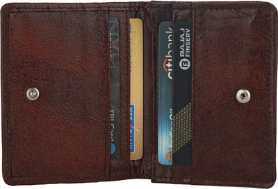 TANN IN Men & Women Casual Brown Genuine Leather Card Holder(6 Card Slots)