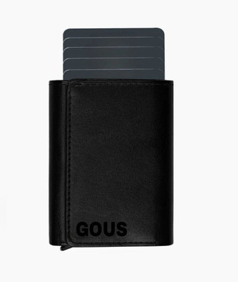 GOUS Men & Women Casual Black Genuine Leather Wallet(9 Card Slots)