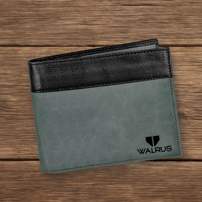 Walrus Men Casual Grey Artificial Leather Wallet(6 Card Slots)