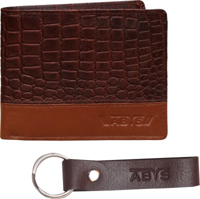 ABYS Men Casual, Ethnic, Evening/Party, Formal, Travel, Trendy Brown Genuine Leather Wallet(6 Card Slots, Pack of 2)