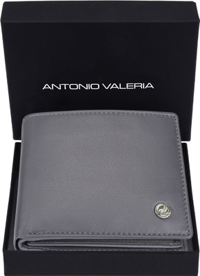 Antonio Valeria Men Casual Grey Genuine Leather Wallet(4 Card Slots)