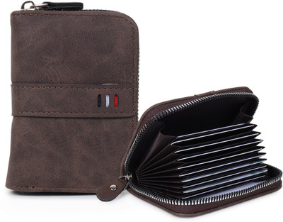 WALLETIN Men & Women Casual, Travel Brown Artificial Leather Card Holder(9 Card Slots)