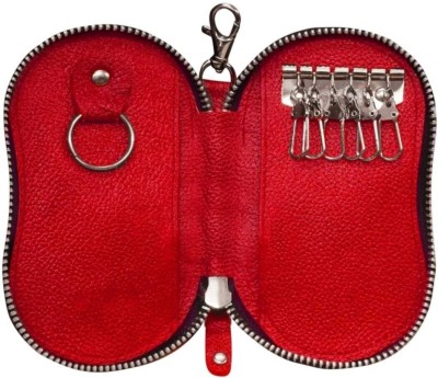 SIFA Men & Women Travel Red Genuine Leather Money Clip(6 Card Slots)