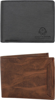 VIAZ VENTURES Men Casual, Formal, Trendy, Evening/Party, Travel Black, Brown, Brown Artificial Leather Wallet(5 Card Slots, Pack of 2)