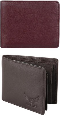 FF TRADERS Men Formal, Ethnic, Casual, Travel, Trendy Brown, Brown Artificial Leather Wallet(5 Card Slots, Pack of 2)
