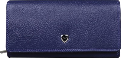 Calfnero Women Casual Blue Genuine Leather Wallet(5 Card Slots)
