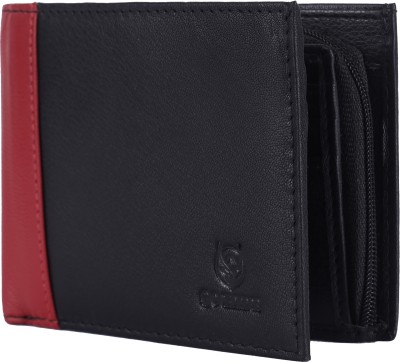 GO HIDE Men Black, Red Genuine Leather Wallet(9 Card Slots)