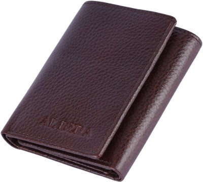 AL DERA Men Formal, Casual Brown Genuine Leather Wallet(9 Card Slots)