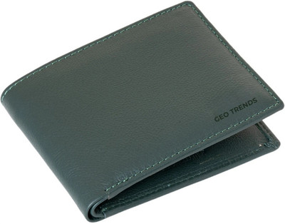 GEO TRENDS Men Casual Green Genuine Leather Wallet(8 Card Slots)