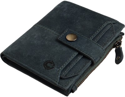 Cotnis Men Casual Green Genuine Leather Wallet(14 Card Slots)