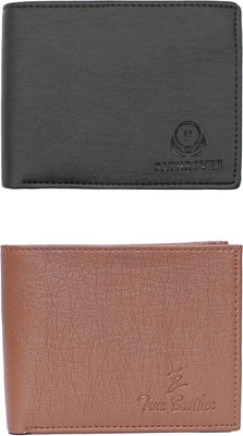 FF TRADERS Men Formal, Ethnic, Casual, Travel, Trendy Black, Brown Artificial Leather Wallet(5 Card Slots, Pack of 2)