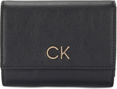 Calvin Klein Women Black Genuine Leather Wallet(3 Card Slots)