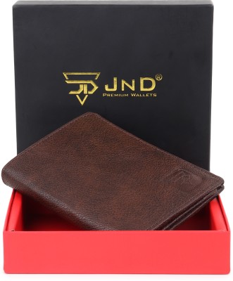 JND Men Casual Brown Genuine Leather Wallet(8 Card Slots)