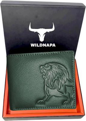 WILD NAPA Men Green Genuine Leather Wallet(8 Card Slots)