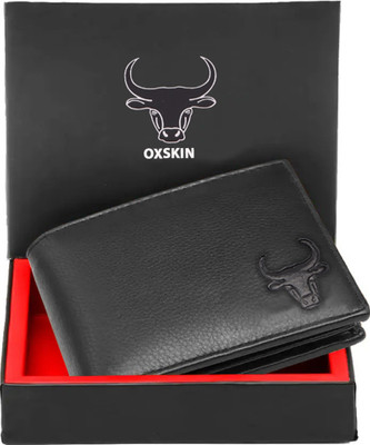 oxskin Men Formal Black Genuine Leather Wallet(8 Card Slots)