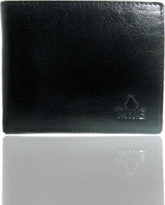 TME Men Casual Black Genuine Leather Wallet(4 Card Slots)