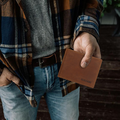 HIROSHI Men Casual, Formal Tan Genuine Leather Wallet(6 Card Slots)