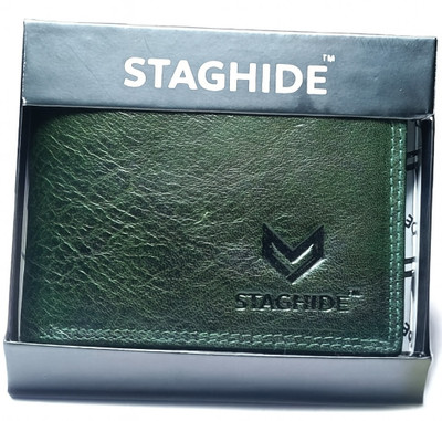 STAGHIDE Men Evening/Party Green Genuine Leather Wallet(6 Card Slots)