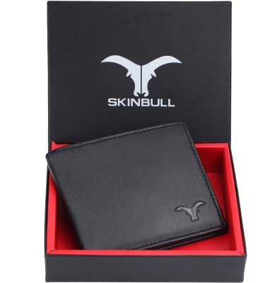 SKINBULL Men Casual Black Genuine Leather Wallet(8 Card Slots)