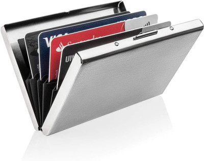 Pia Creations Men Casual, Ethnic, Evening/Party, Formal, Travel, Trendy Silver Aluminium Card Holder(6 Card Slots)