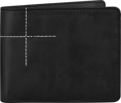 Karma Focus Men Black Genuine Leather Wallet(3 Card Slots)
