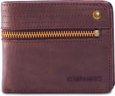 Kompanero Men Formal Brown Genuine Leather Wallet(6 Card Slots)