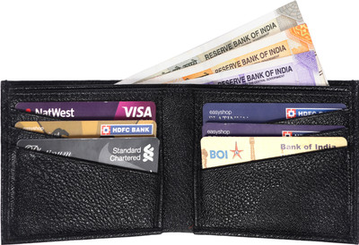 HIDE & SLEEK Men Trendy Black Artificial Leather Wallet(8 Card Slots)