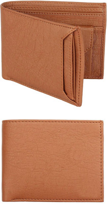 FF TRADERS Men Formal, Ethnic, Casual, Travel, Trendy Tan, Tan Artificial Leather Wallet(5 Card Slots, Pack of 2)