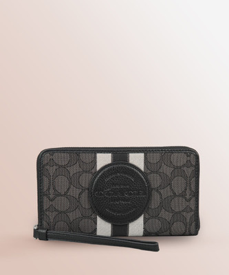 COACH Women Casual Grey Fabric Wrist Wallet(7 Card Slots)