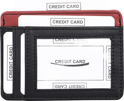 CADEAU Men Casual Black, Red Artificial Leather Card Holder(3 Card Slots)