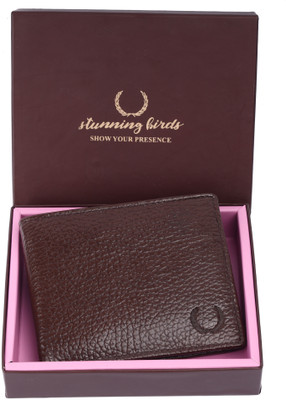 STUNNING BIRDS Men Casual, Trendy, Ethnic, Formal, Travel, Evening/Party Brown Genuine Leather Wallet(6 Card Slots)