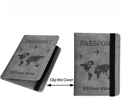 Boxin Men & Women Grey Genuine Leather Card Holder(4 Card Slots)