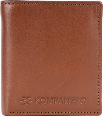 Kompanero Men Formal Tan Genuine Leather Wallet(6 Card Slots)