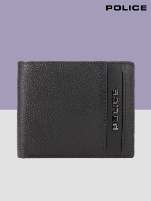 POLICE Men Black Genuine Leather Wallet(3 Card Slots)