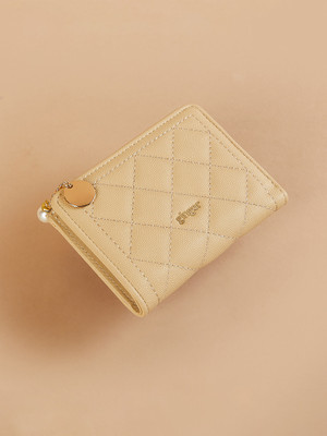 Ginger by Lifestyle Women Casual Beige Genuine Leather Wallet(2 Card Slots)